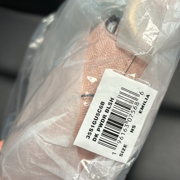 Michael Michael Kors Emilia Half Moon Crossbody Bag Dark Powder Blush Logo Pink - Picture 6 of 7